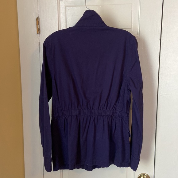 Blue Utility Style Jacket With Waist Drawcord! Francesca’s Size Large - Picture 5 of 7